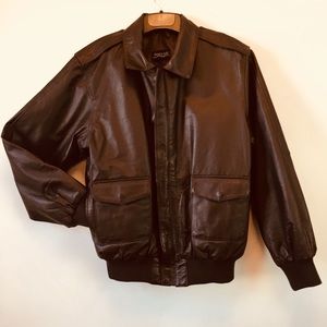 Burk’s Bay Leather Bomber Mens M Medium Dark Brown